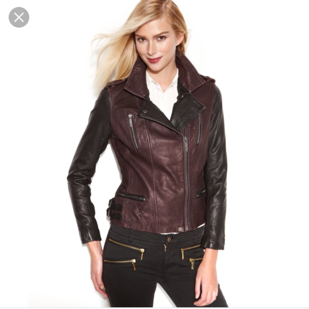 michael kors two tone moto jacket